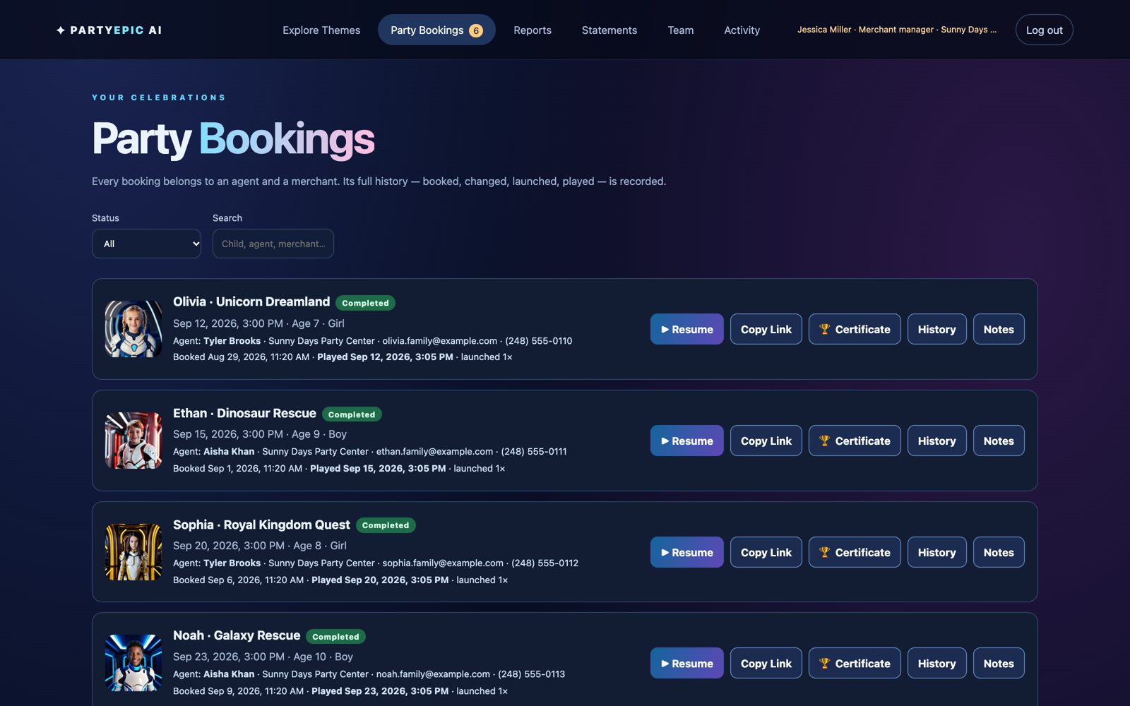 The PartyEpic AI studio for venues: party bookings